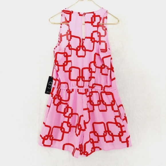 Gibson Pink Chain Link Mykonos Racerback Summer Romper P1335 - Picture 5 of 9